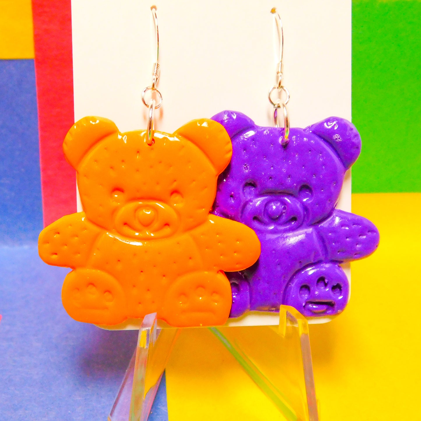 Large Random Mismatch Counting Bear Earrings