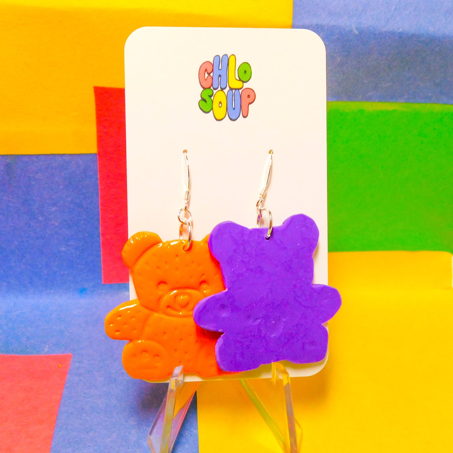 Large Random Mismatch Counting Bear Earrings