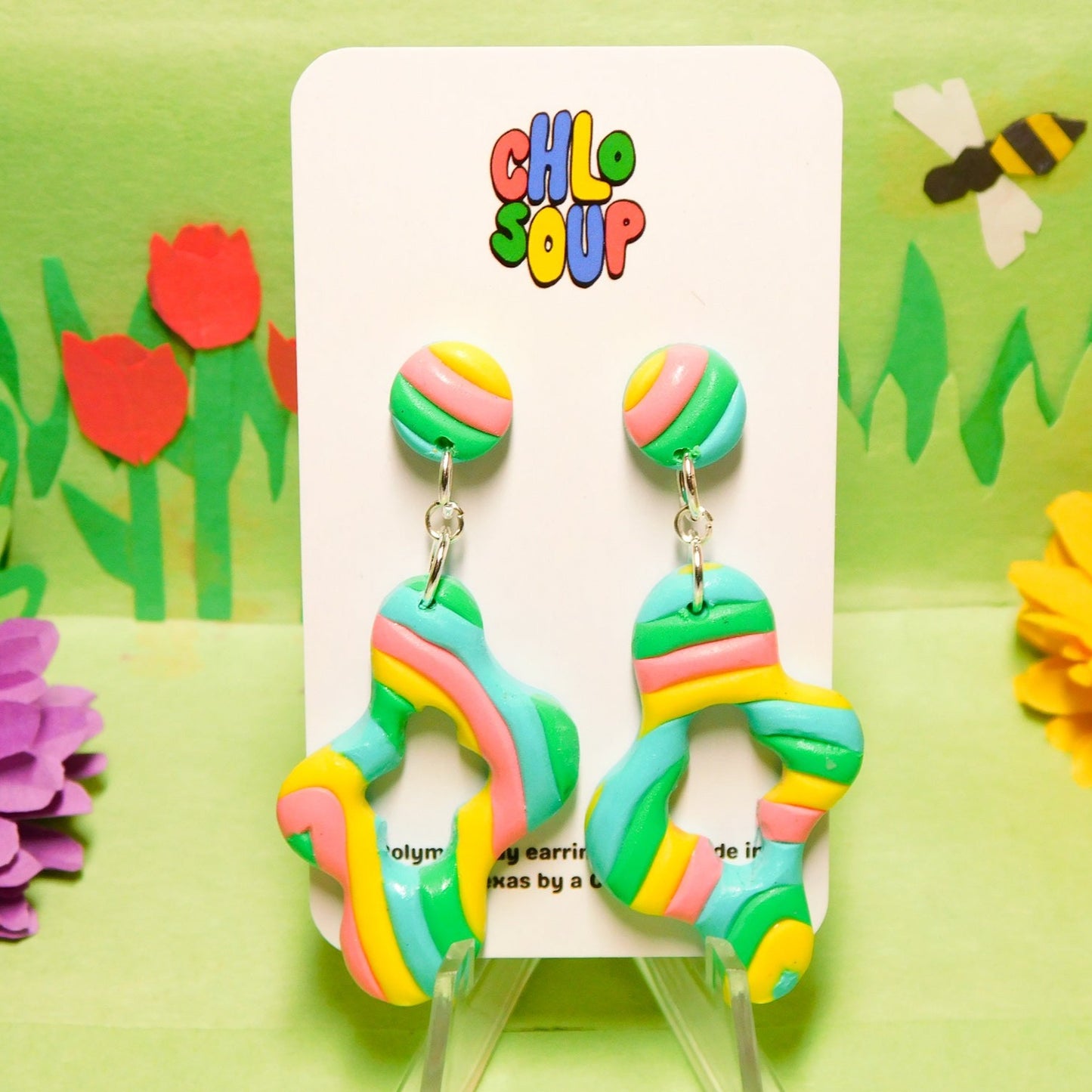 Spring Rainbow Slab Earrings
