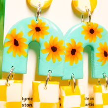 Load image into Gallery viewer, Checker Sunflower Slab Earrings