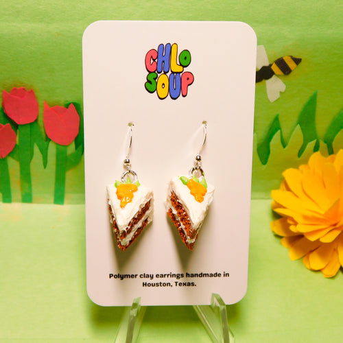 Mini Carrot Cake Slice Earrings