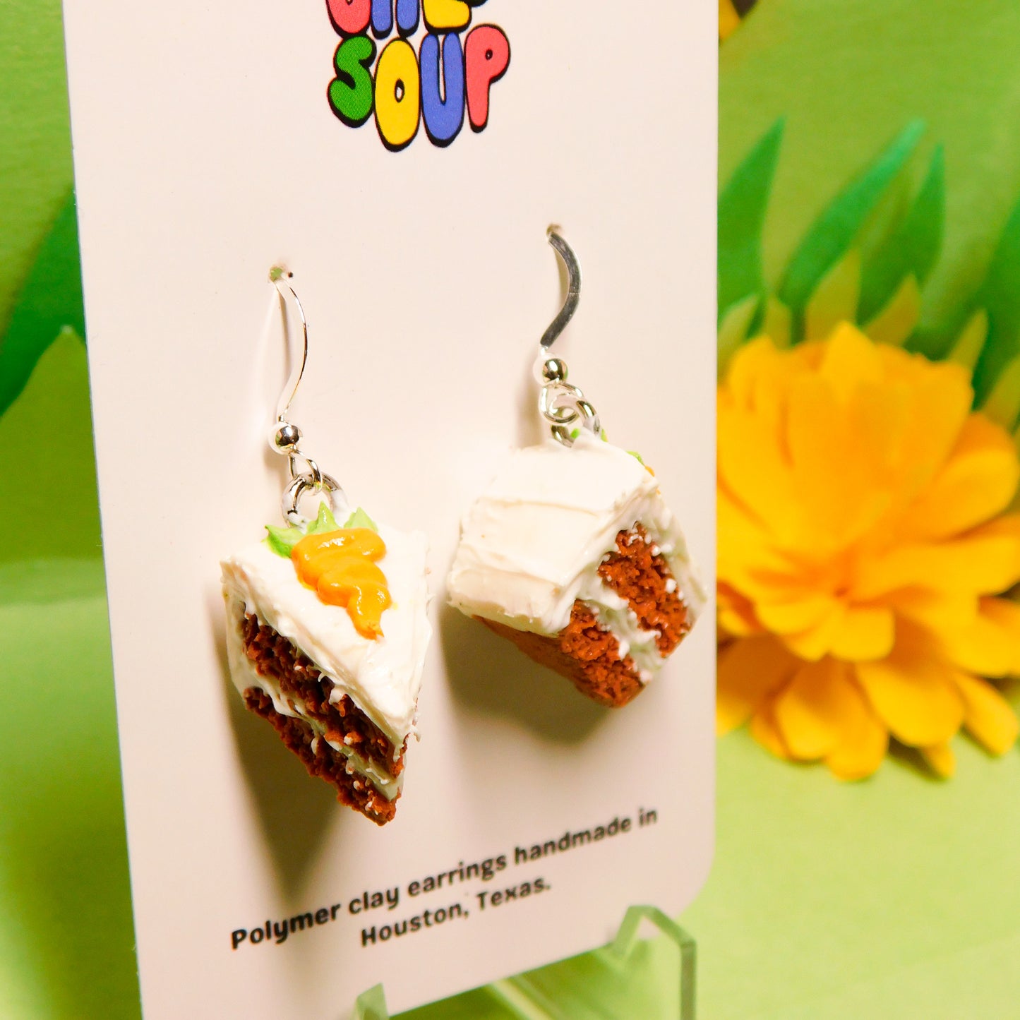 Mini Carrot Cake Slice Earrings