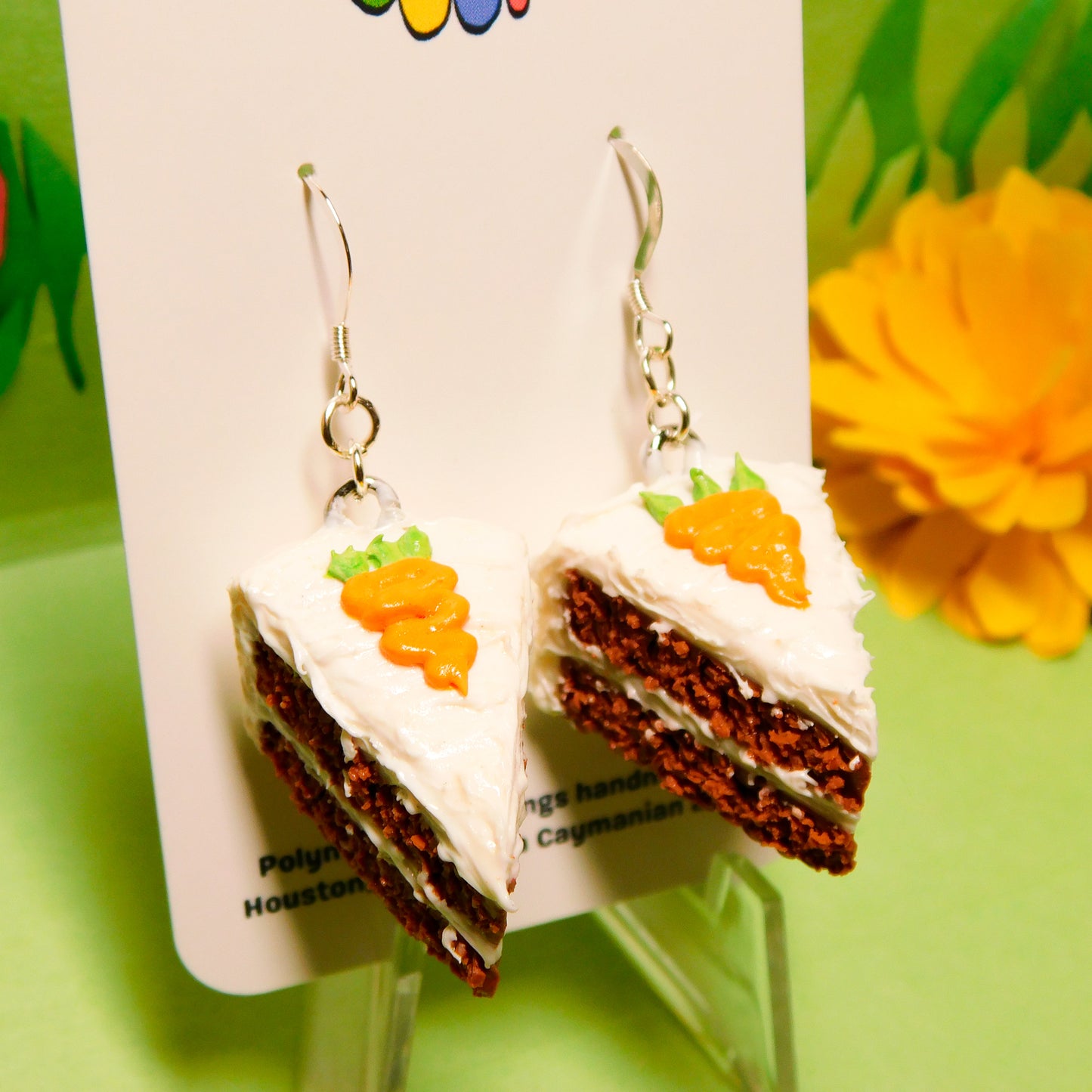 Carrot Cake Slice Earrings