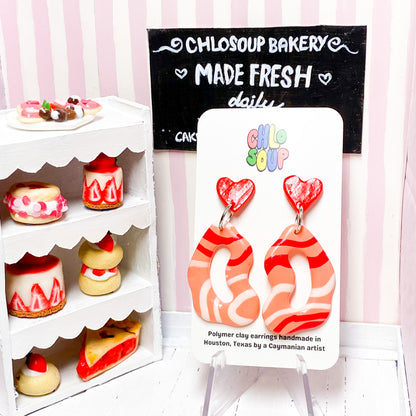 Pink Wave Squiggle Donut Earrings
