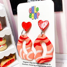 Load image into Gallery viewer, Pink Wave Squiggle Donut Earrings