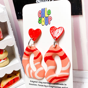 Pink Wave Squiggle Donut Earrings