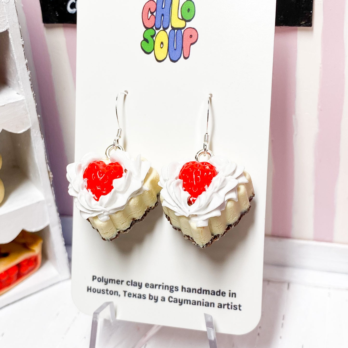 Heart-Shaped Strawberry Cheesecake Earrings