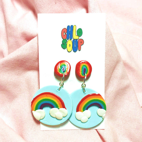 Stud & Dangle Rainbow Cloud Earrings