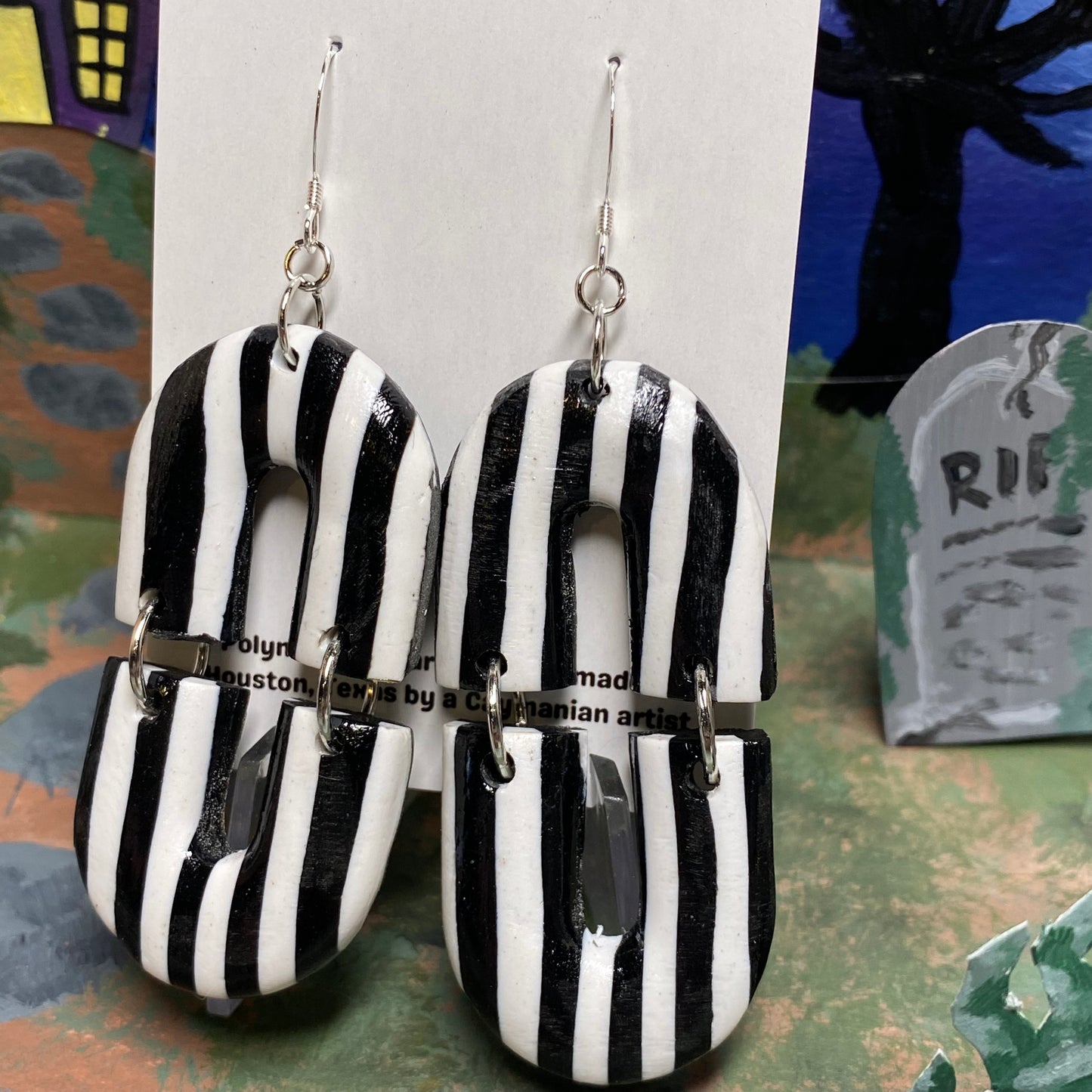 Black and White Stripe Earrings