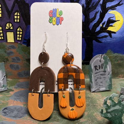 Gingham Pumpkin Slab Earrings