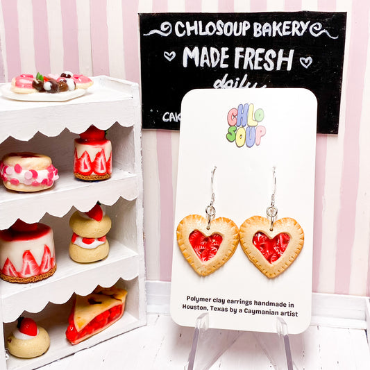 Mini Heart-Shaped Strawberry Pie Earrings