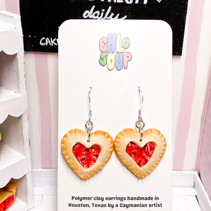 Mini Heart-Shaped Strawberry Pie Earrings