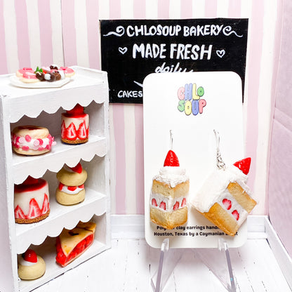 Strawberry Tallcake Slice Earrings