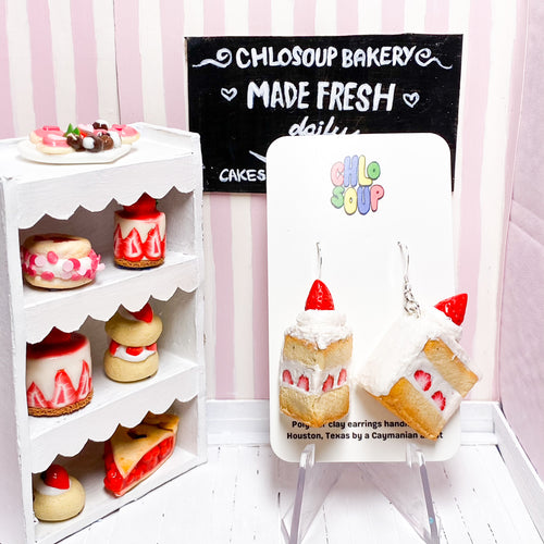 Strawberry Tallcake Slice Earrings