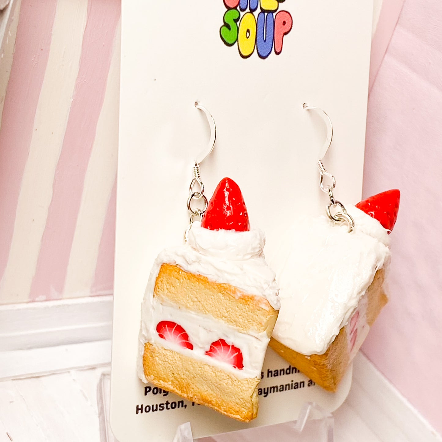 Strawberry Tallcake Slice Earrings