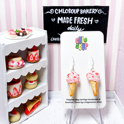 Strawberry Ice Cream Earrings