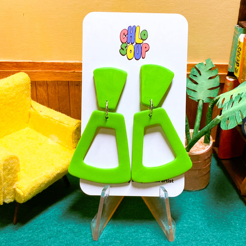 Green Trapezoid Earrings